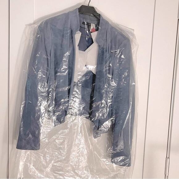 WHBM Soft Blue Drop-Front Suede Jacket Size Large Petite ❄️💙 - Picture 5 of 16